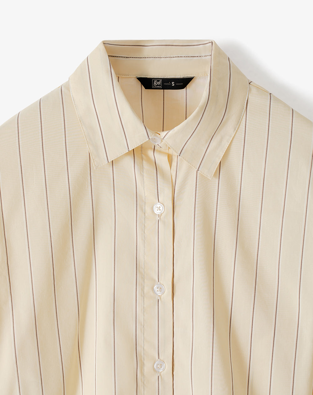 Camisa cropped fit manga larga amarillo rayas