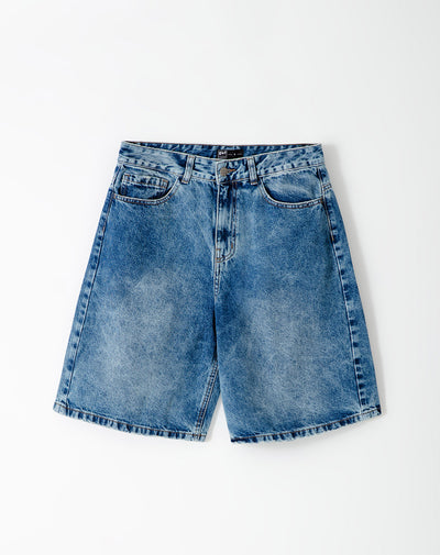 Bermuda tiro alto denim 5 bolsillos indigo medio para mujer