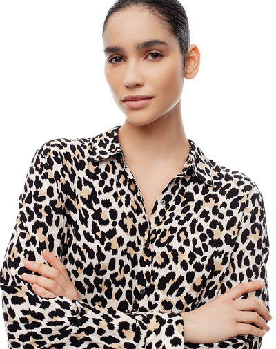 Camisa manga larga holgada print mujer