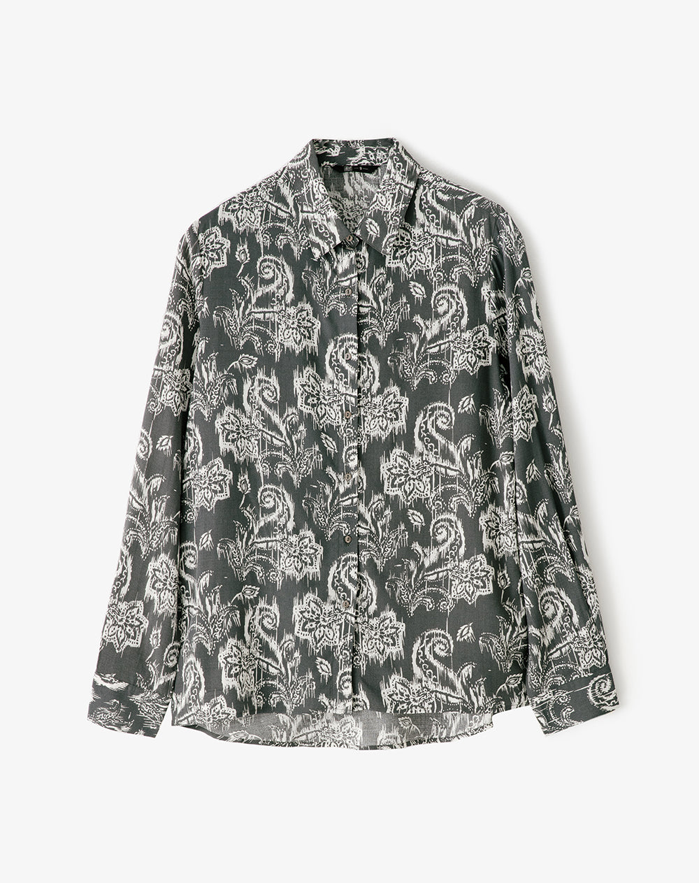 Camisa manga larga holgada estampada mujer