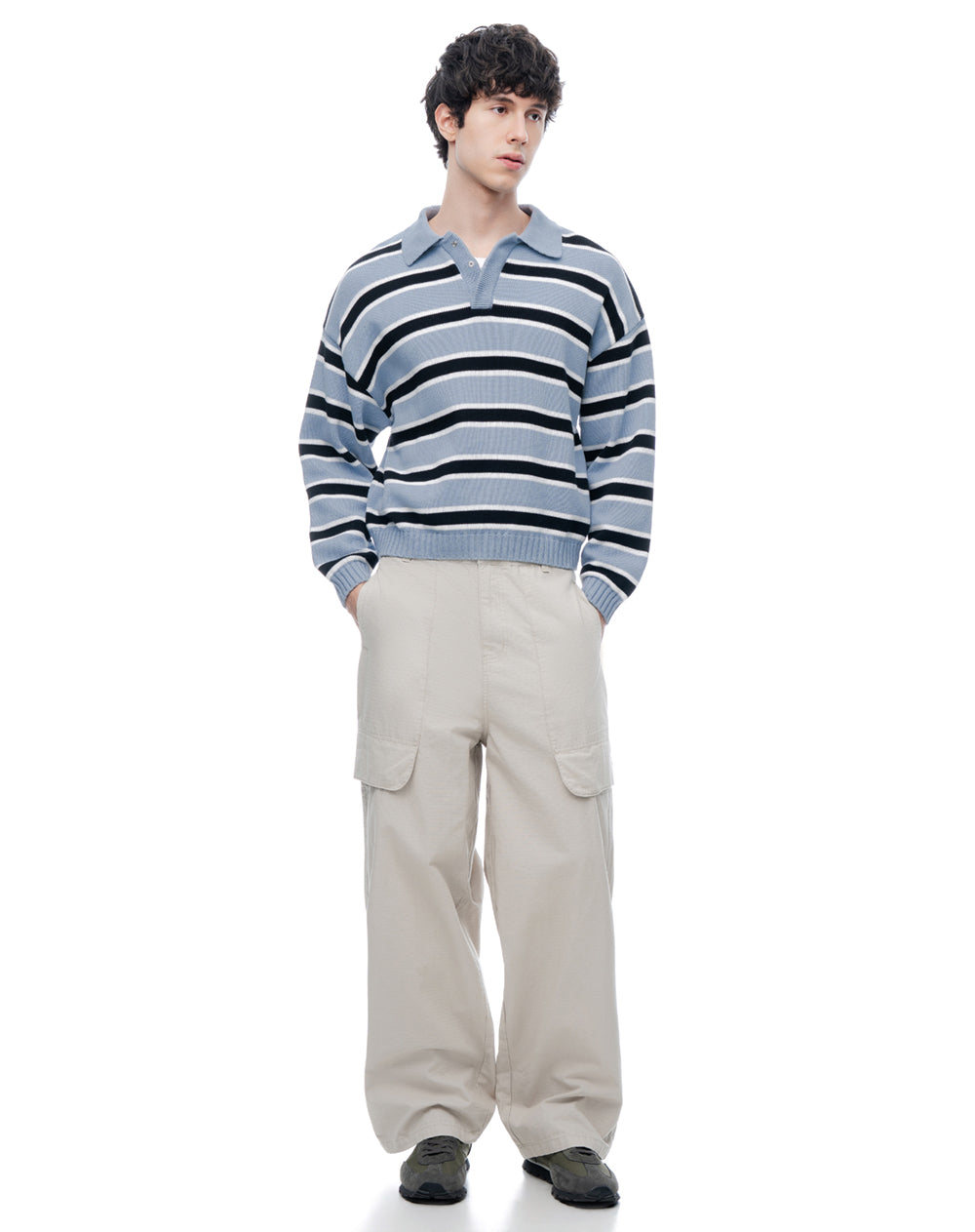 Buzo tipo polo regular rayas hombre