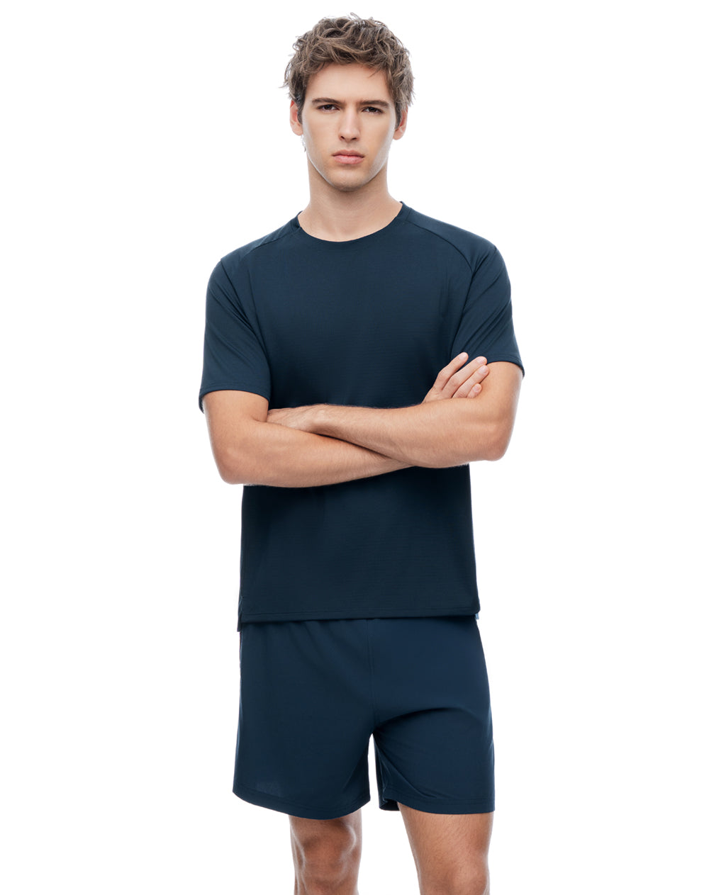 Camiseta regular manga corta azul hombre