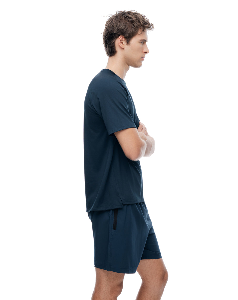 Camiseta regular manga corta azul hombre
