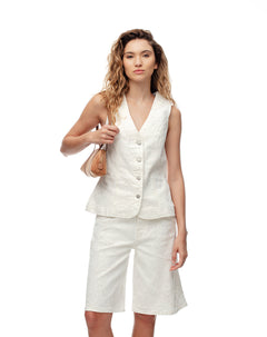 Bermuda regular fit en drill crudo