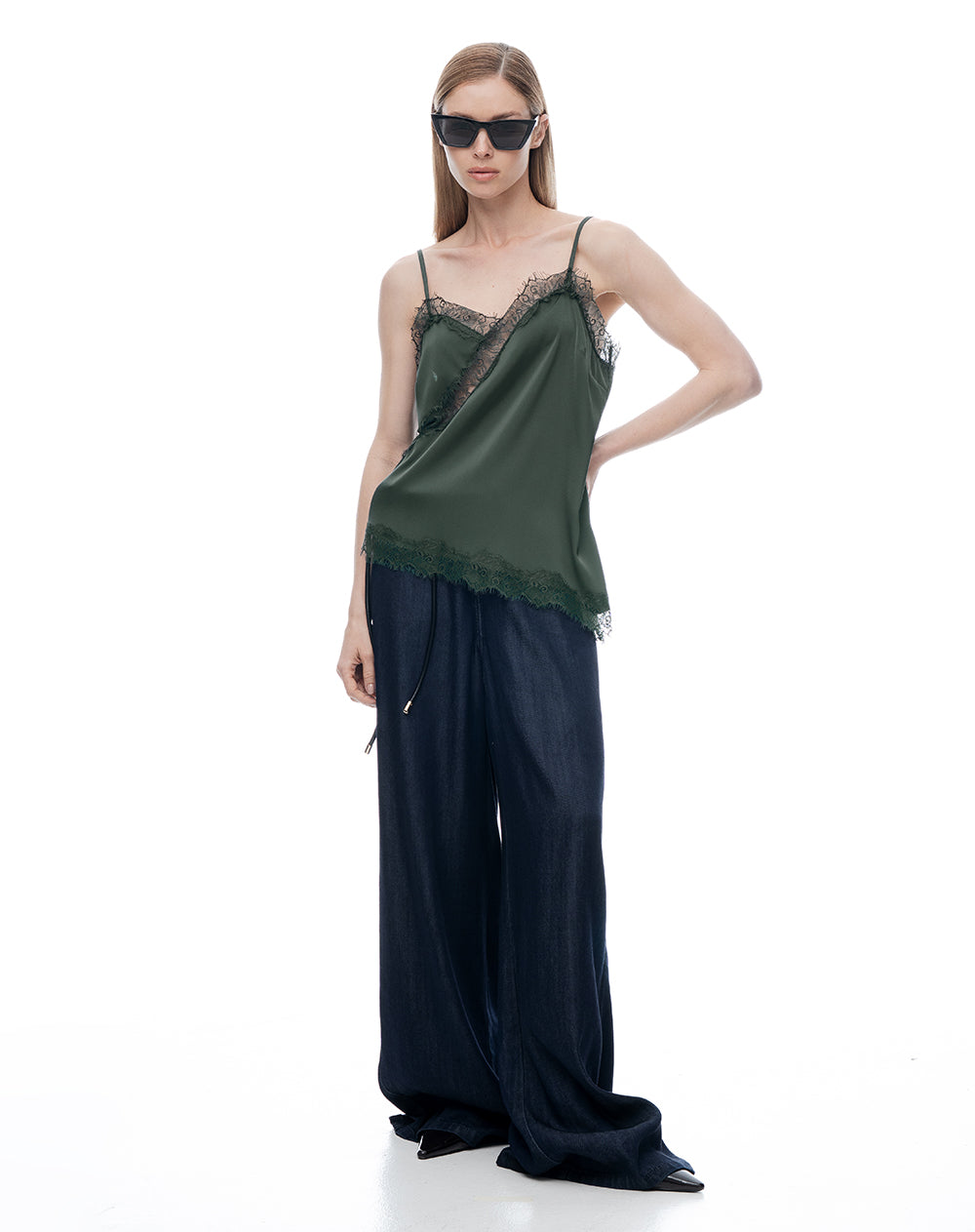 Top en tiras delgadas soporte ligero verde mujer