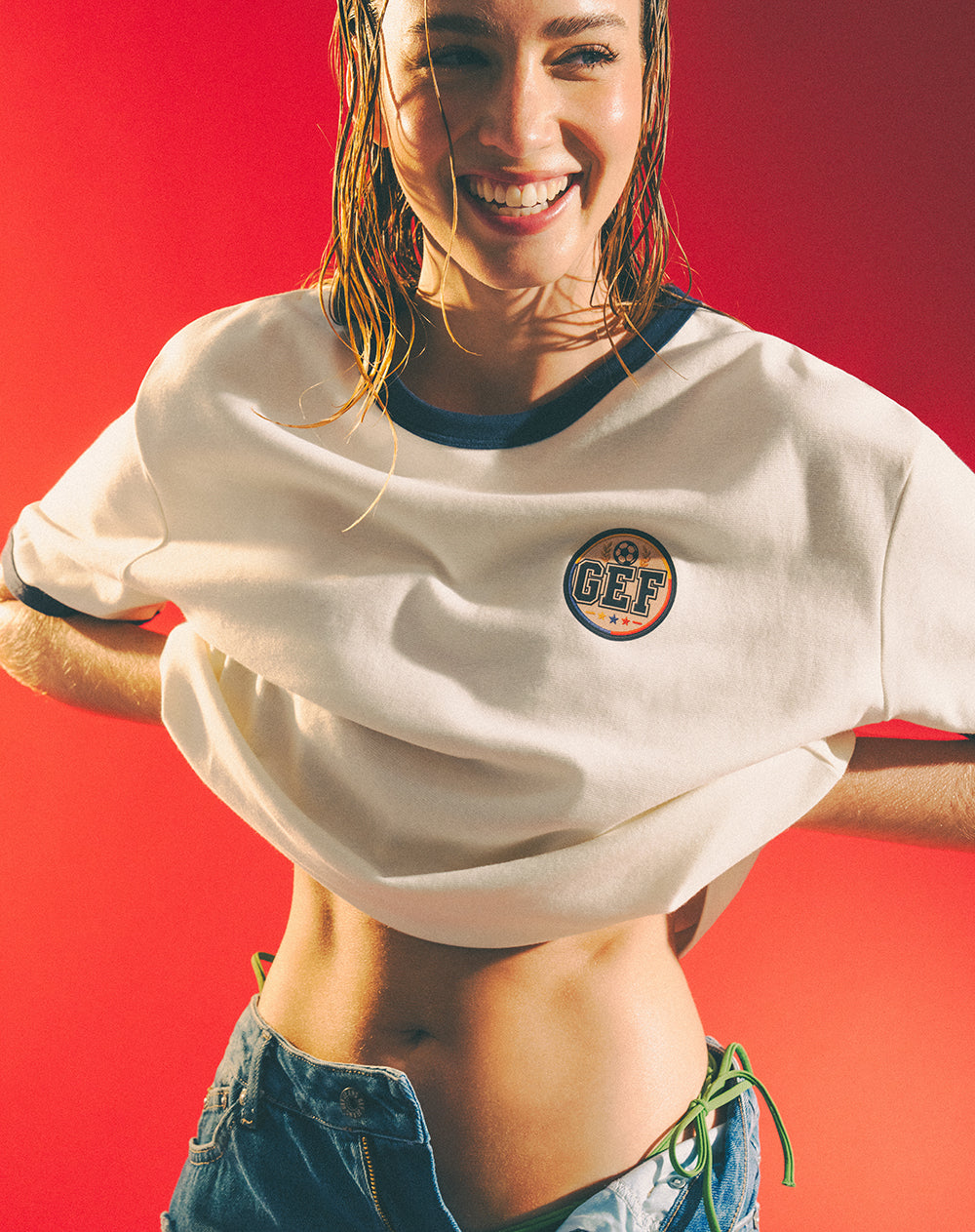 Camiseta regular fit manga corta vainilla
