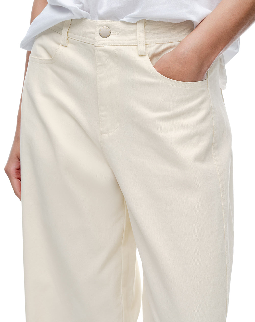Pantalón loose tiro medio en drill habano mujer