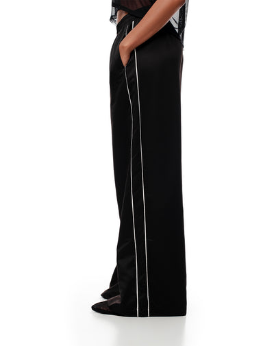 Pantalón wide leg tiro alto negro mujer