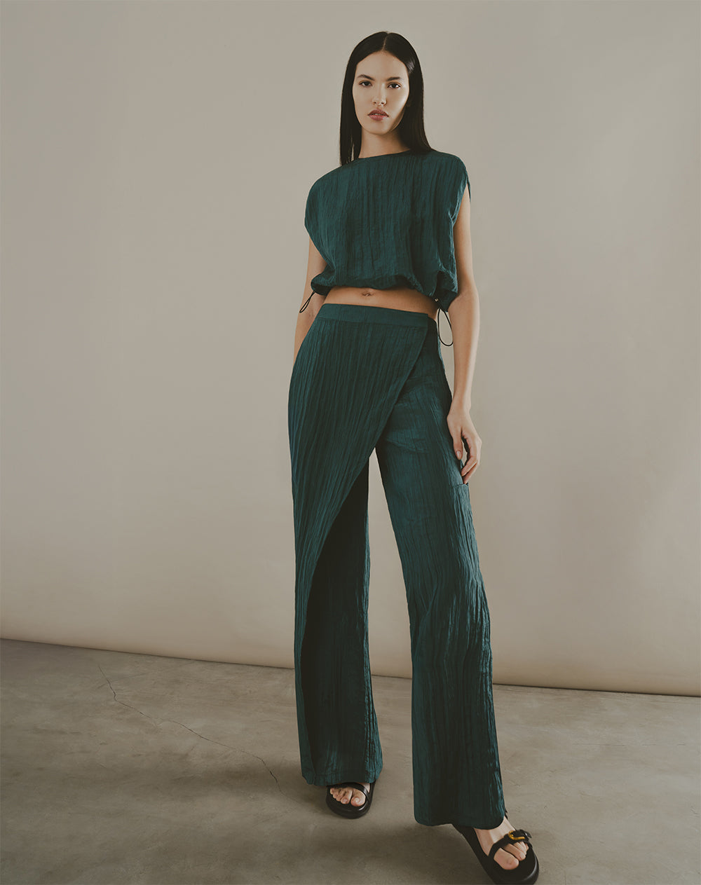 Camisa loose fit verde