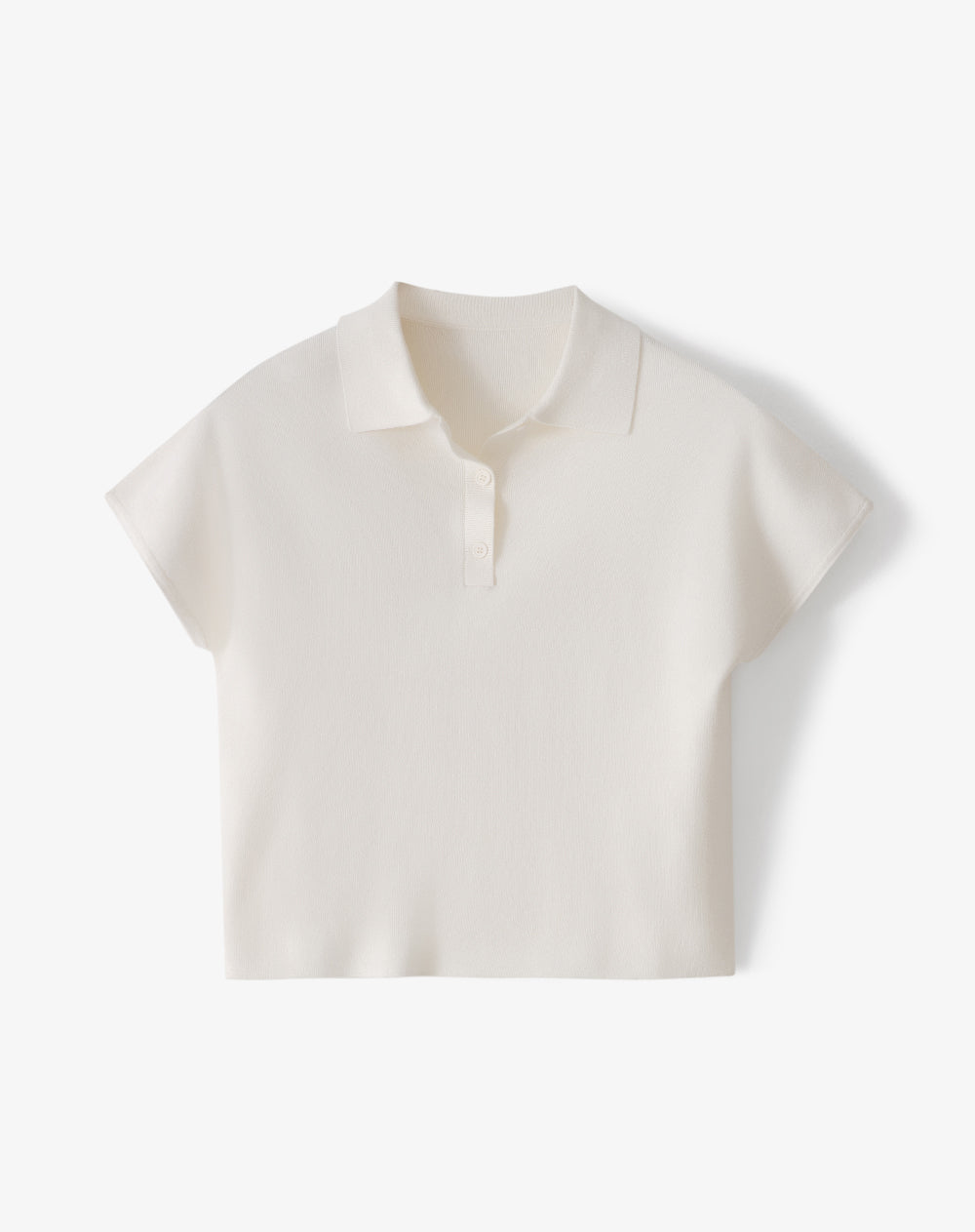 Polo regular tejido de punto blanca mujer