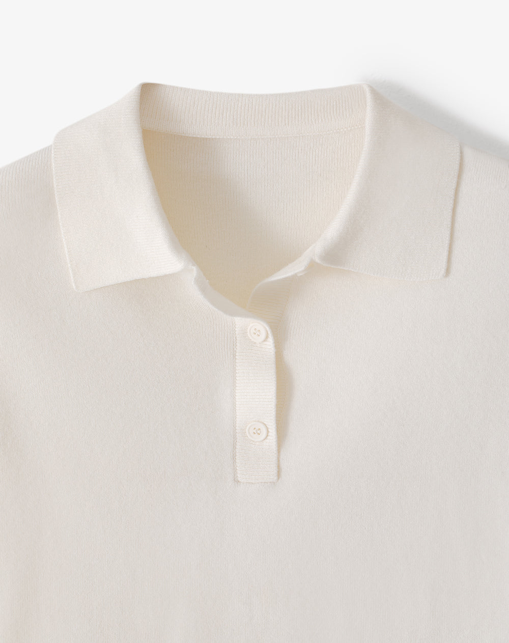 Polo regular tejido de punto blanca mujer