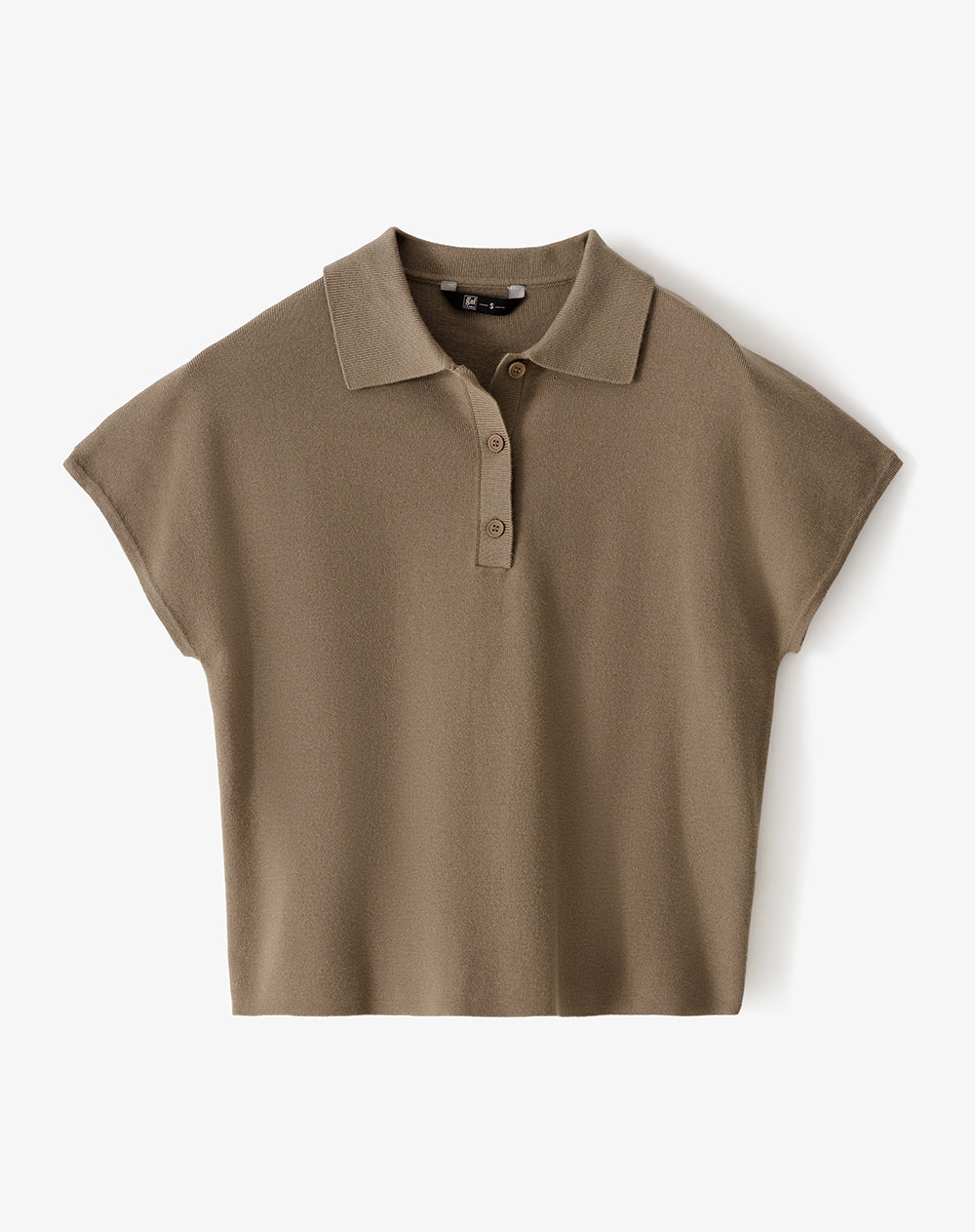 Polo regular tejido de punto café mujer