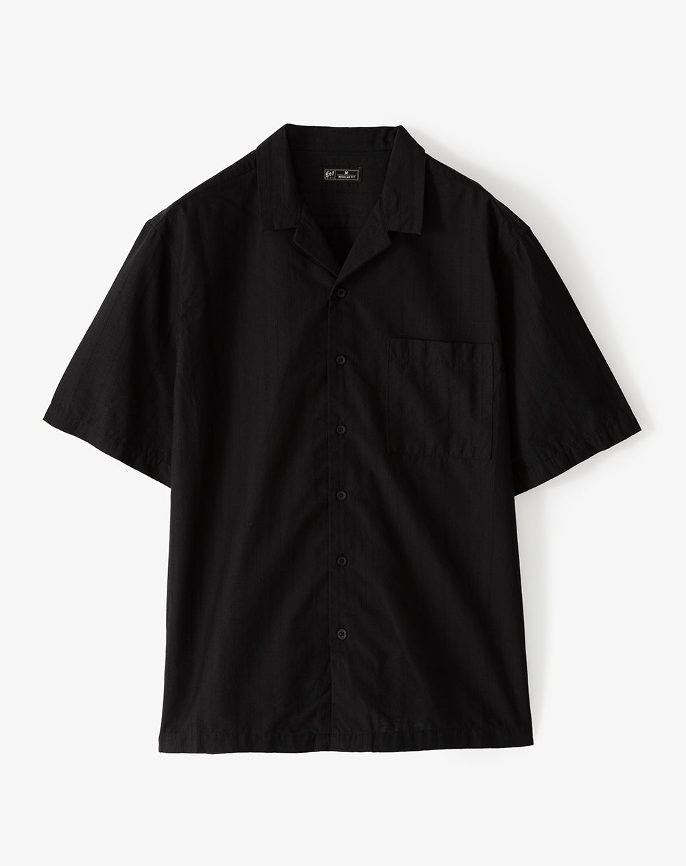 Camisa manga corta regular algodón negra hombre