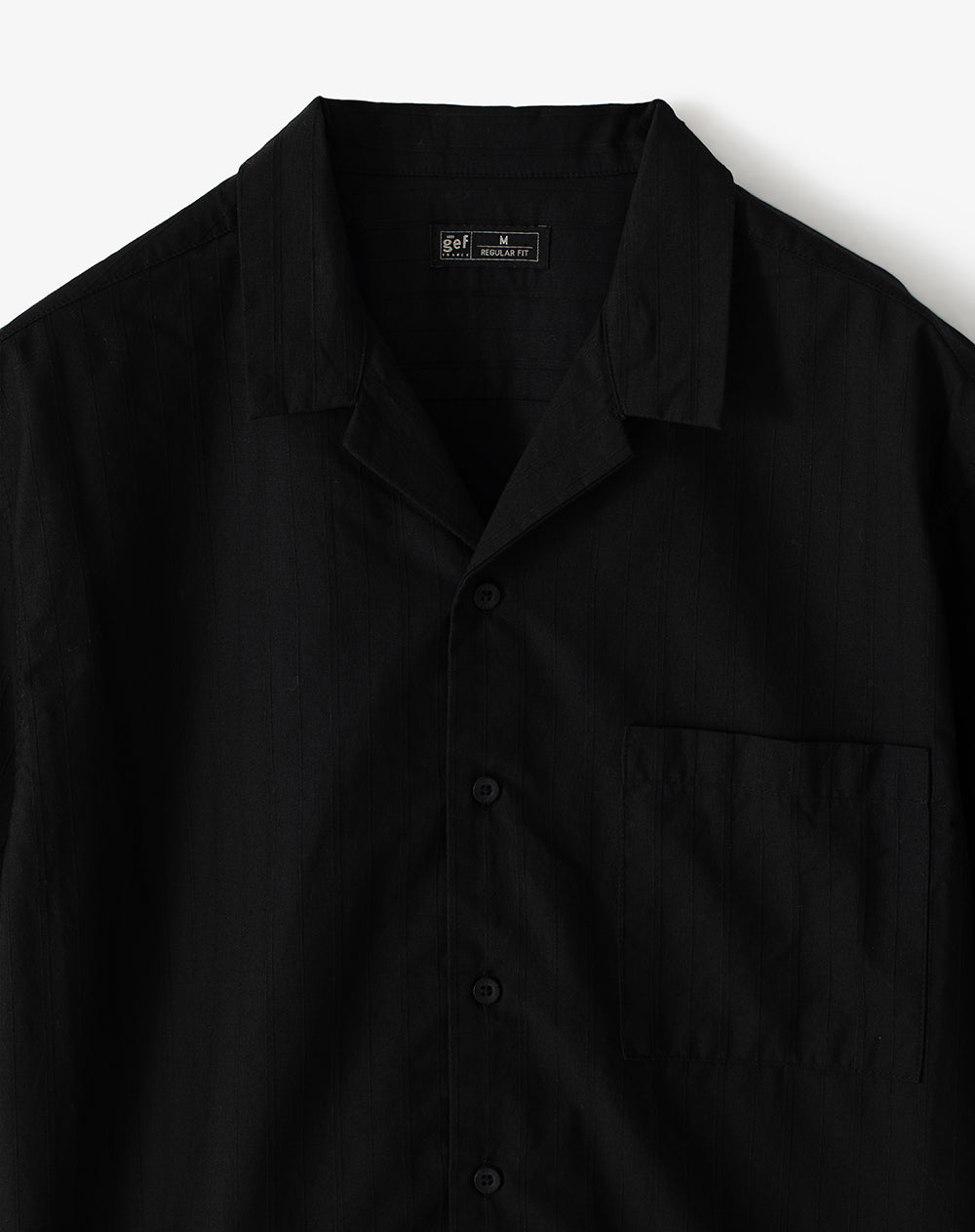 Camisa manga corta regular algodón negra hombre