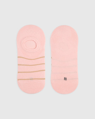 Medias para mujer tobilleras cortas con talón extendido rosadas rayas