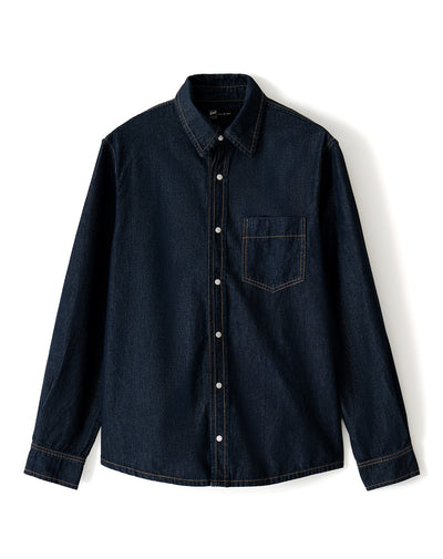 Camisa regular fit manga larga índigo oscuro