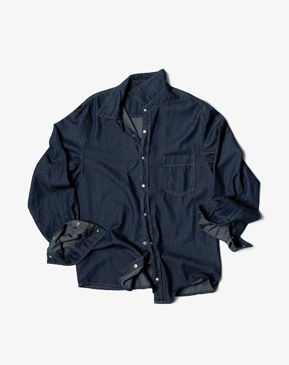 Camisa regular manga larga índigo oscuro hombre