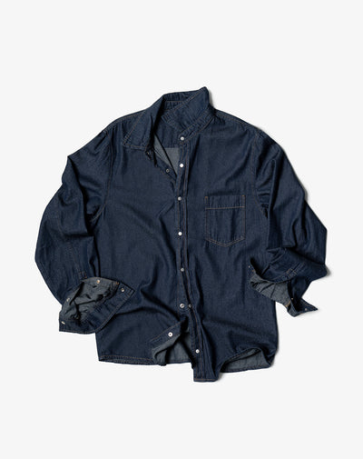 Camisa regular manga larga índigo oscuro hombre
