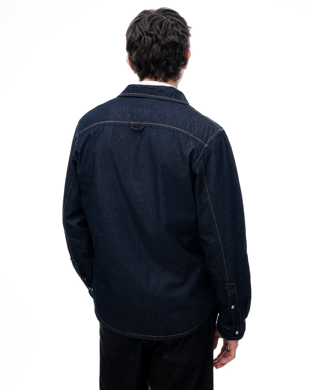 Camisa regular manga larga índigo oscuro hombre