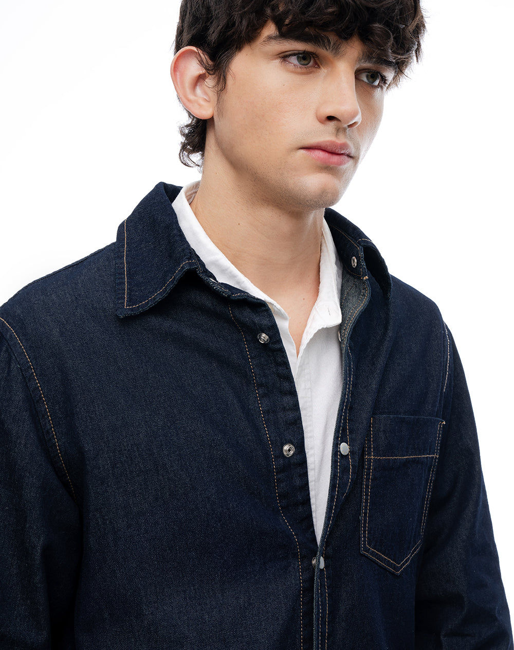 Camisa regular manga larga índigo oscuro hombre