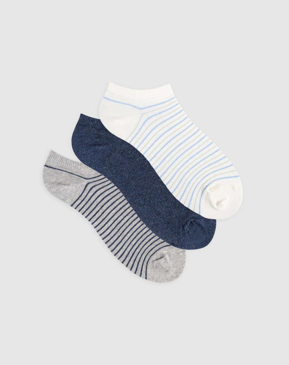 Medias para mujer tobilleras cortas algodón pack x3unds surtidas
