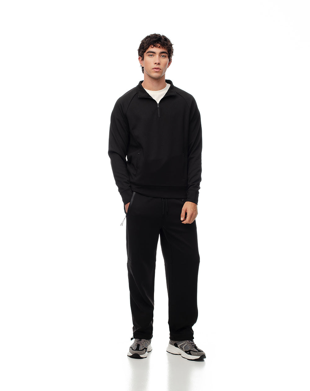 Pantalón relax secado rápido negro hombre