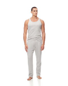 Pantalón regular fit tiro alto gris jaspe