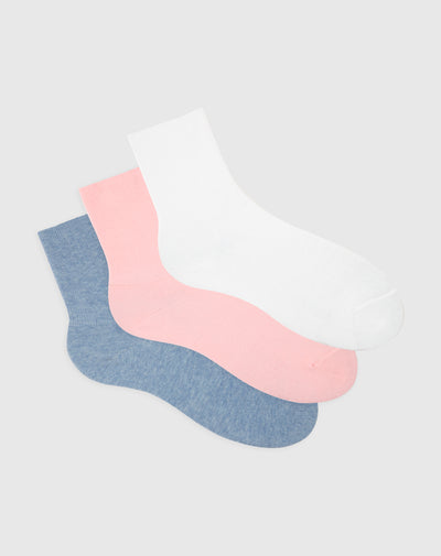 Medias para mujer tobilleras algodón pack x3unds surtidas