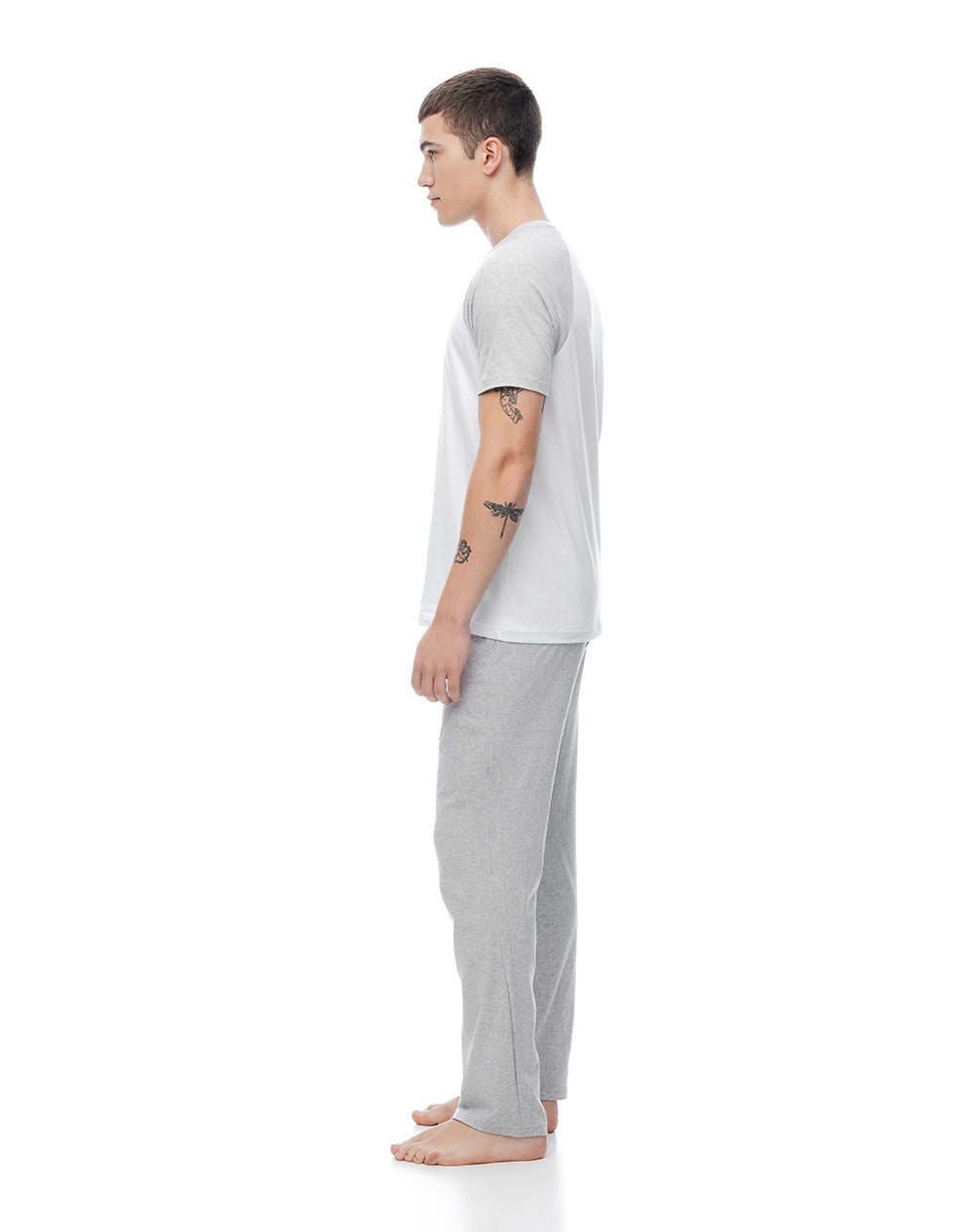 Camiseta + pantalón de pijama algodón gris hombre