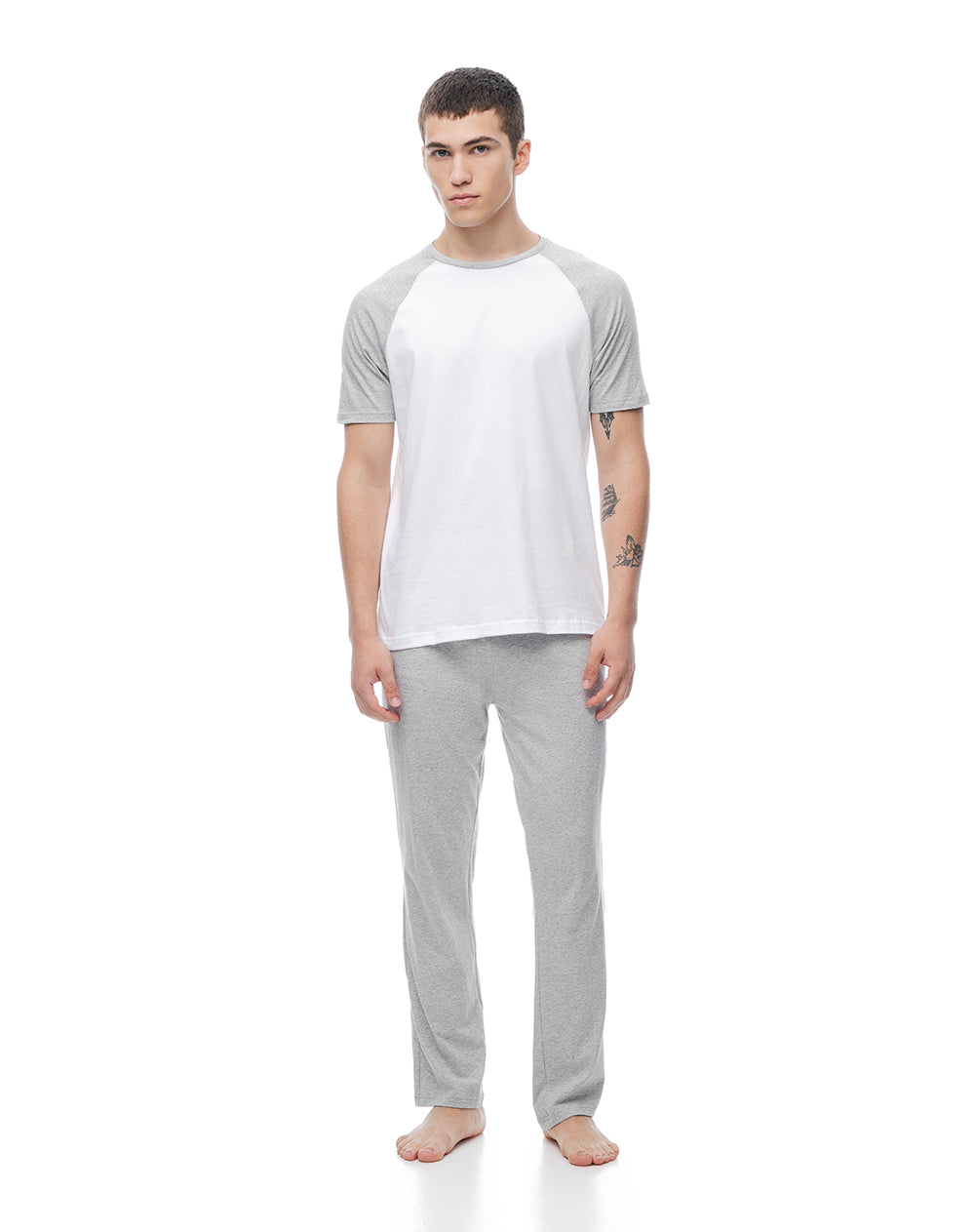 Camiseta + pantalón de pijama algodón gris hombre
