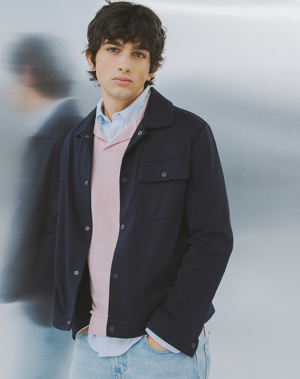 Chaqueta tipo sobrecamisa regular azul hombre