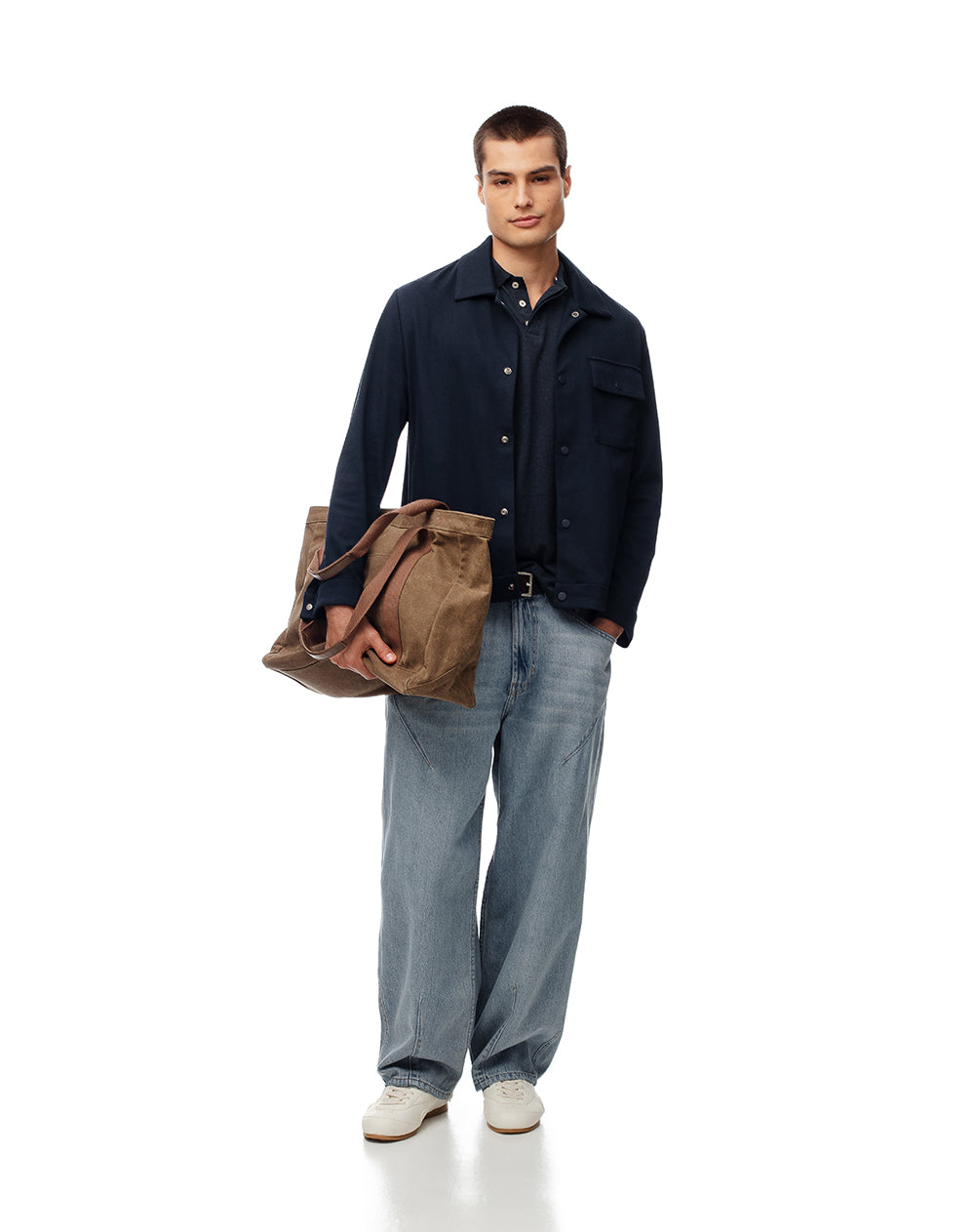 Chaqueta regular fit sin capucha azul