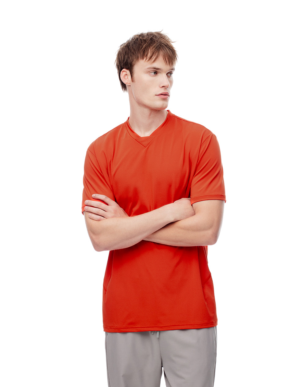 Camiseta fitted fit manga corta naranja