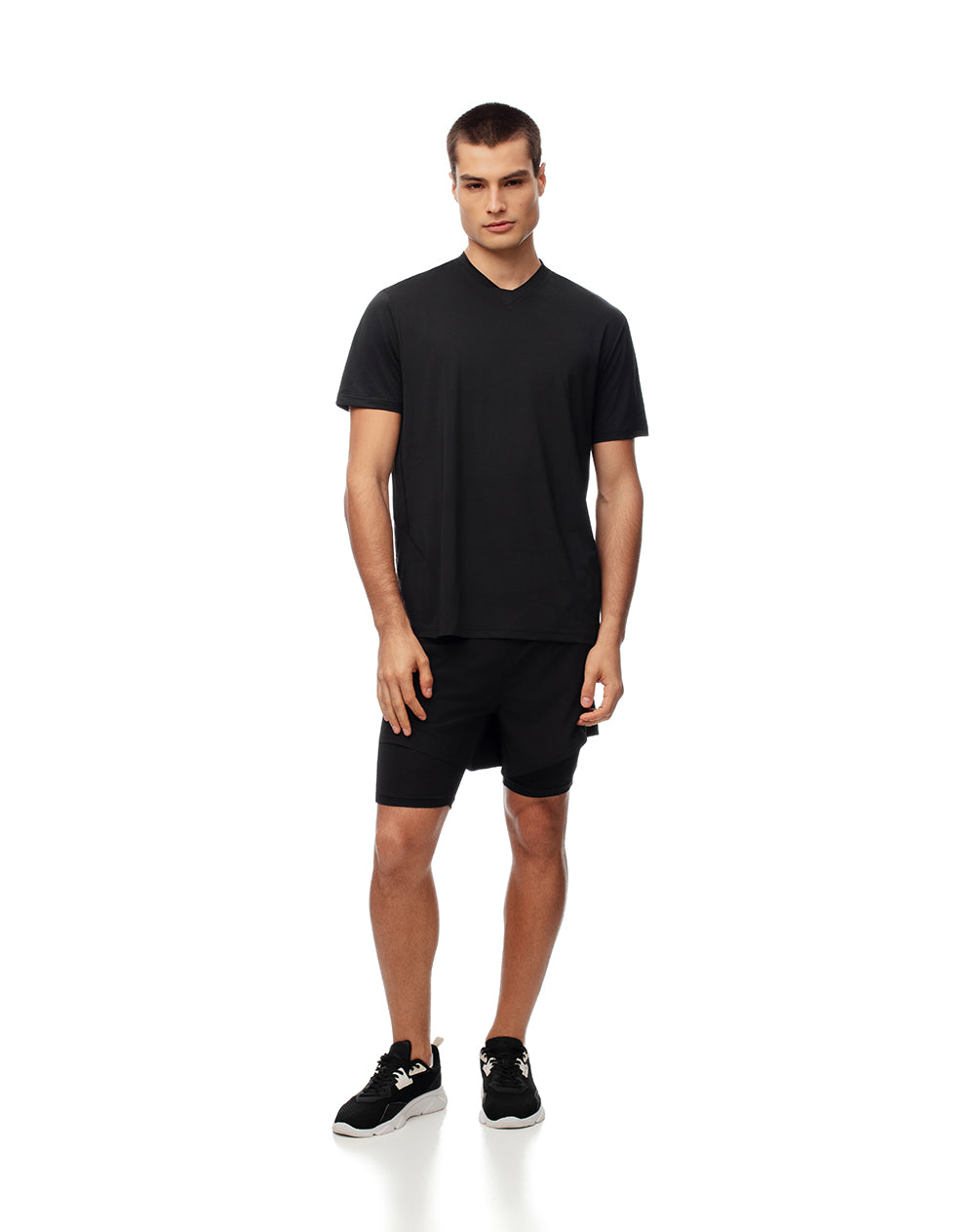 Camiseta deportiva control de humedad negra hombre