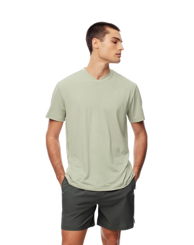 Camiseta deportiva control de humedad verde hombre