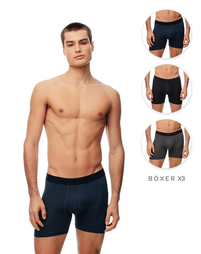 Bóxer medio x3unds surtido hombre