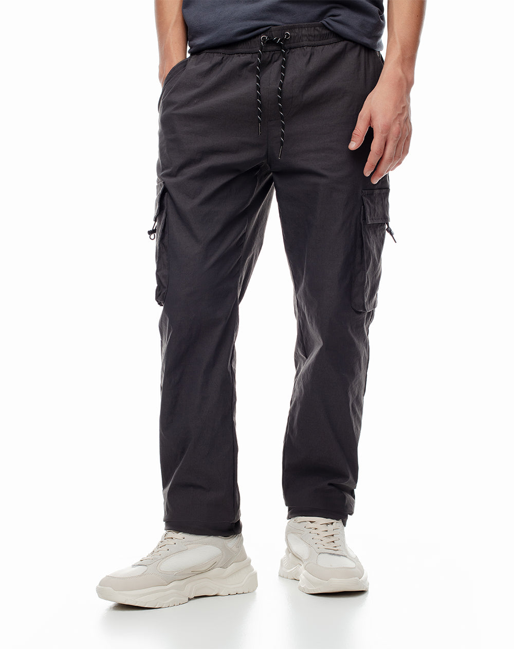 Cargo regular fit tiro medio gris