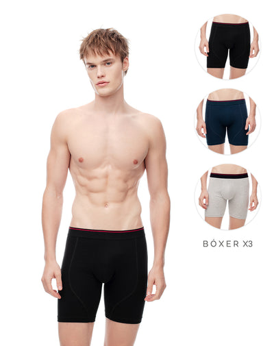 Bóxer largo algodón jersey x3unds surtido