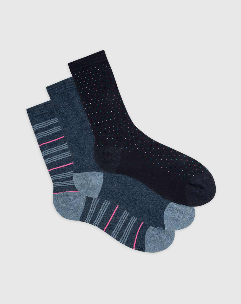 Medias para mujer largas algodón pack x3unds surtidas