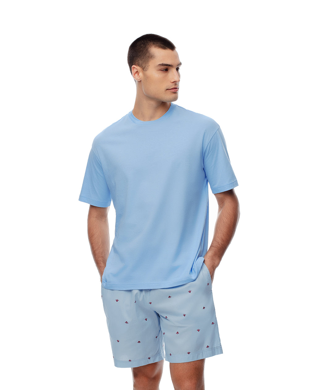 Camiseta relaxed fit manga corta azul clara