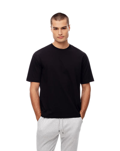 Camiseta regular algodón negra hombre