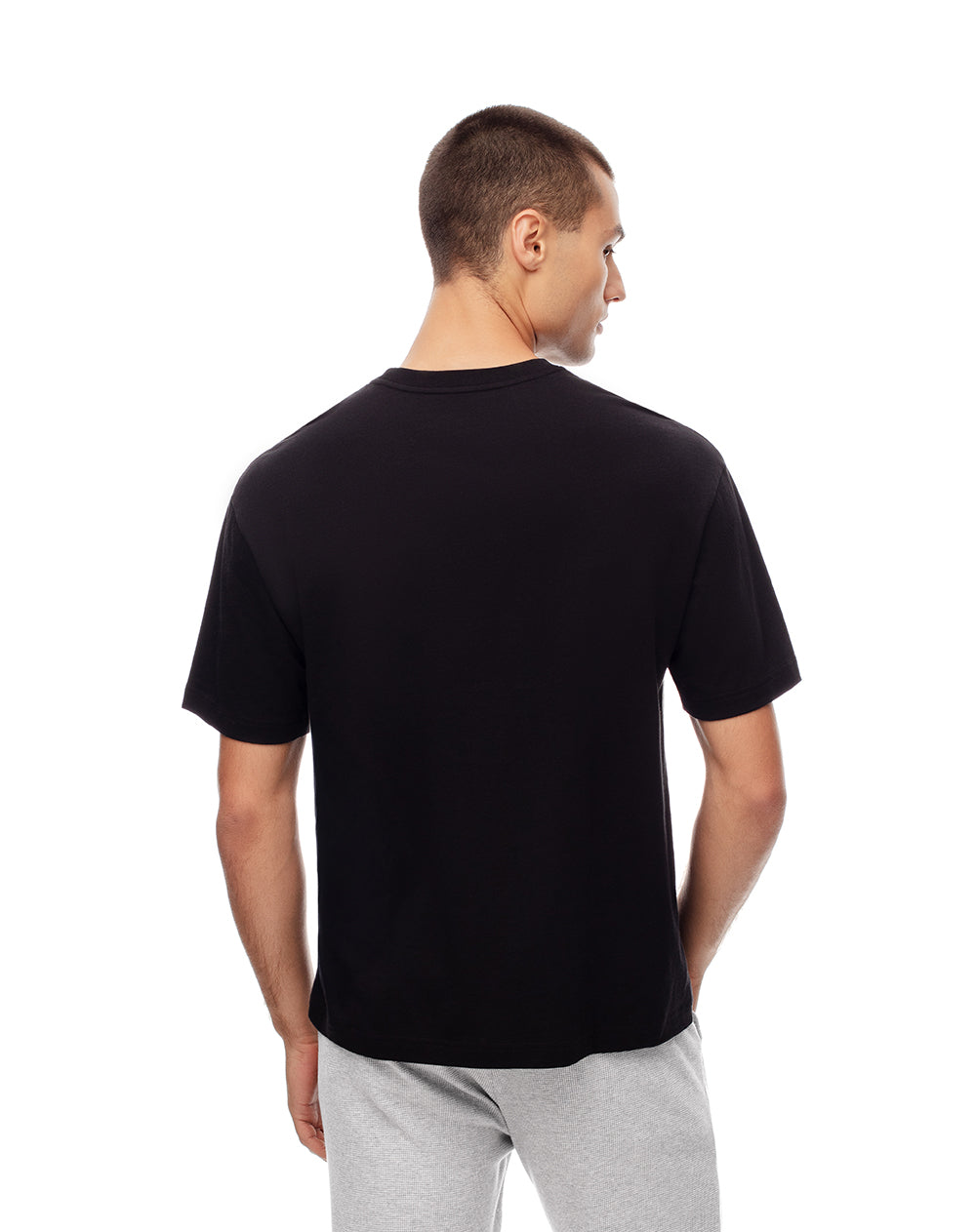 Camiseta regular algodón negra hombre