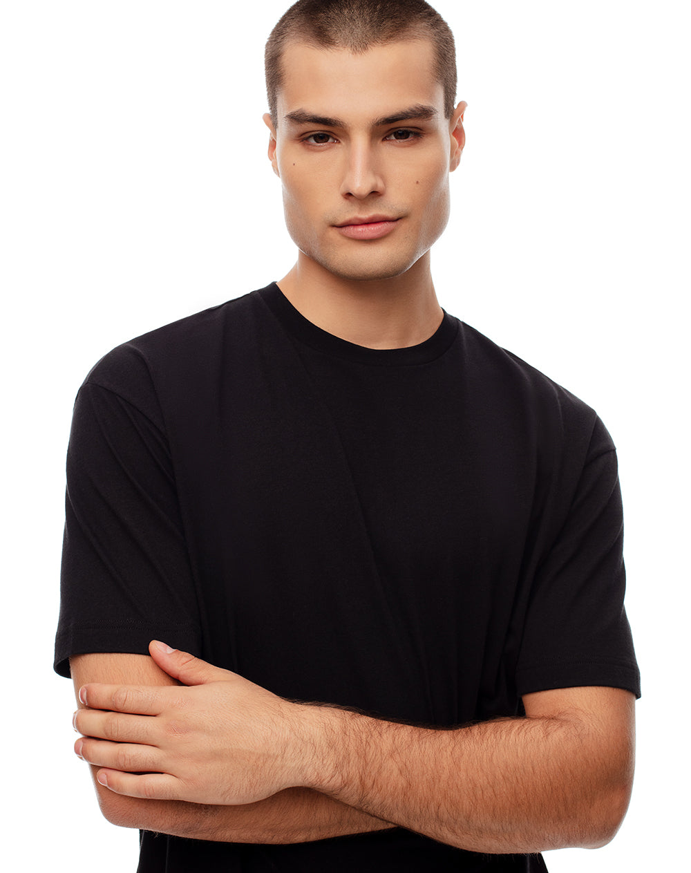 Camiseta regular algodón negra hombre