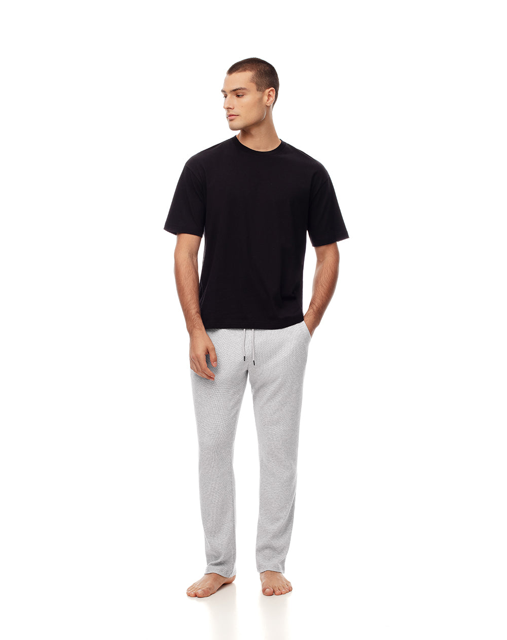 Camiseta regular algodón negra hombre