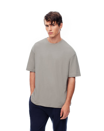 Camiseta relaxed fit manga corta taupe