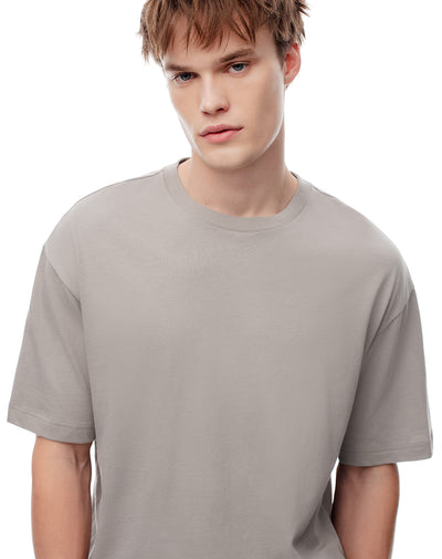 Camiseta regular algodón taupe hombre