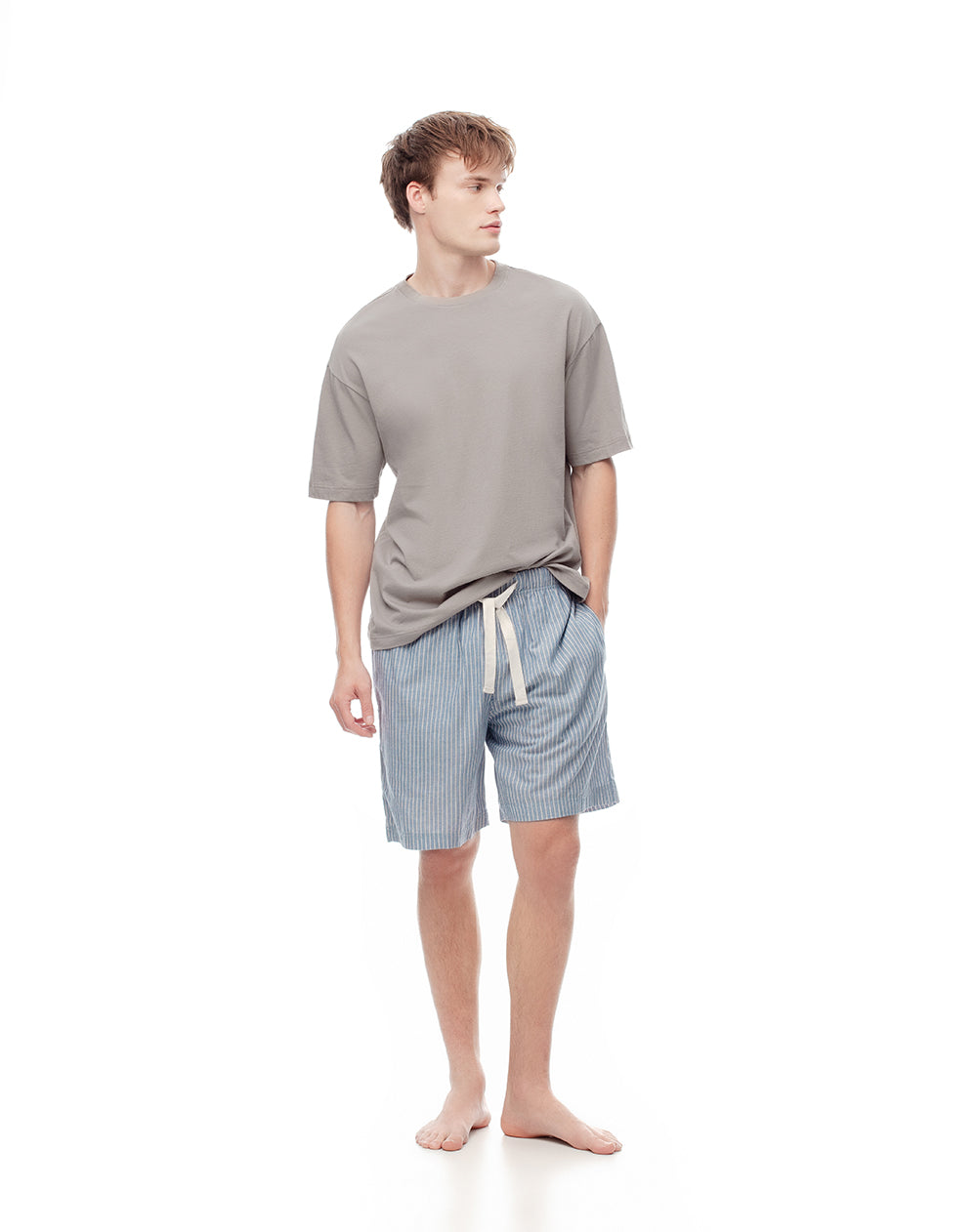 Camiseta regular algodón taupe hombre