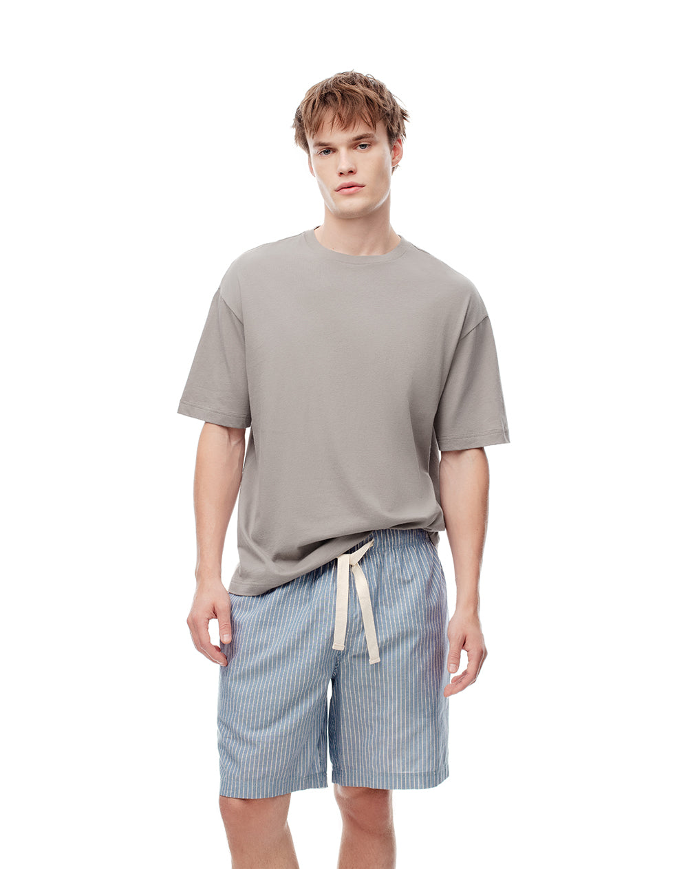 Camiseta regular algodón taupe hombre