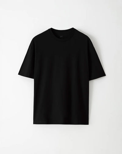 Camiseta relax algodón negra hombre