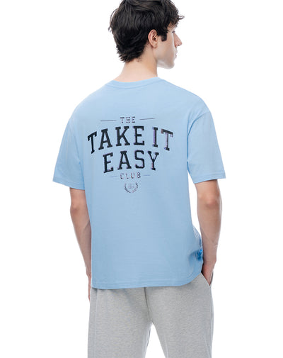 Camiseta regular manga corta azul clara hombre